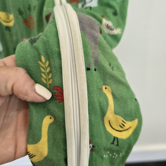 Little Sleepies Green Farm Animal Zippies Pajama Onesie - Picture 12 of 14